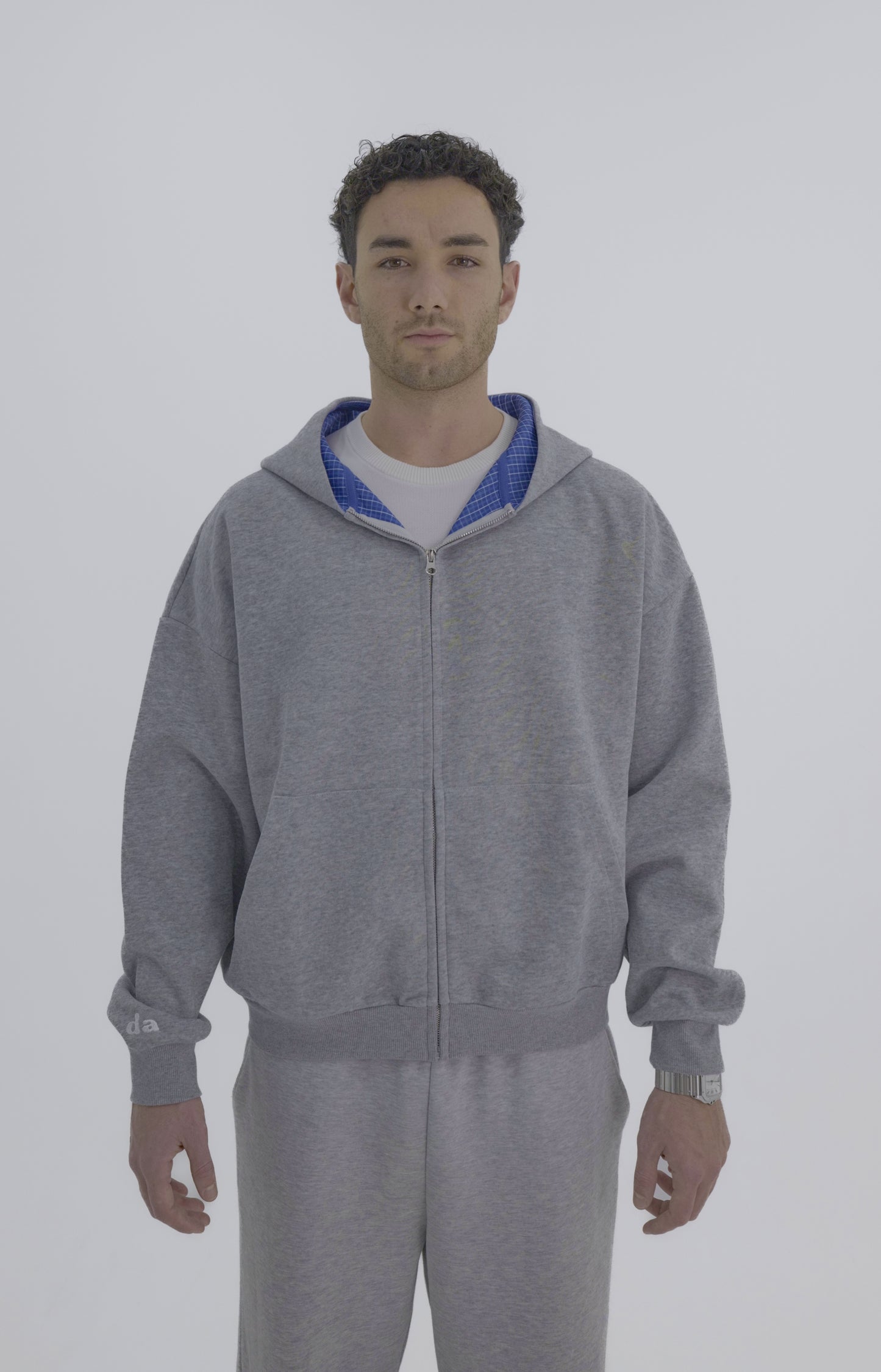 Plaid Hoodie - Grey