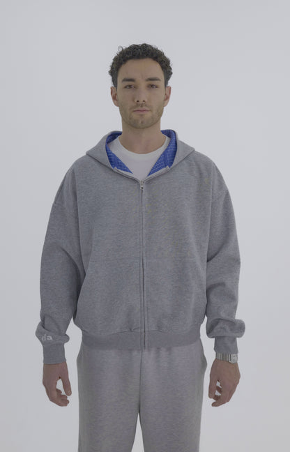 Plaid Hoodie - Grey