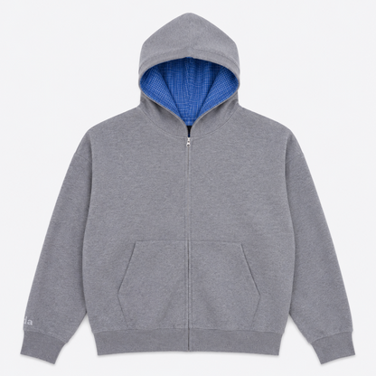 Plaid Hoodie - Grey